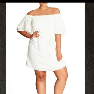 City chic off shoulder shift dress
